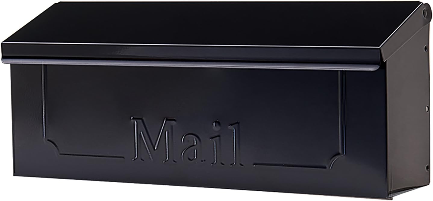 ARCHITECTURAL MAILBOXES Townhouse Galvanized Steel, Wall-Mount Mailbox, Black Small