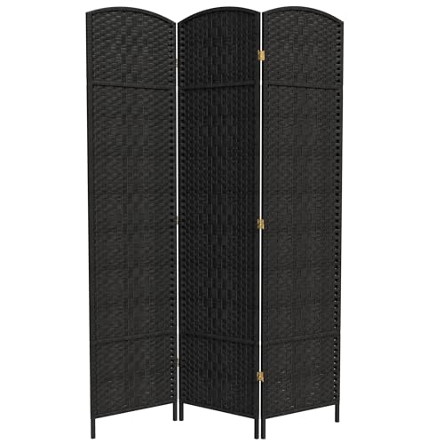 Red Lantern 7 ft. Tall Diamond Weave Dark Beige-6 Panels Room Divider
