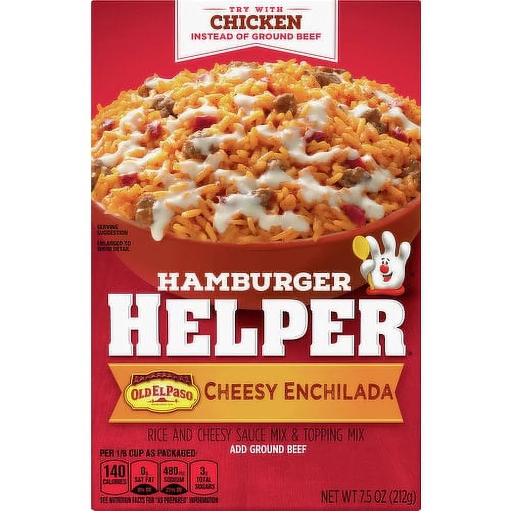 Hamburger Helper Pasta & Sauce Mix, Cheesy Enchilada, 7.5 oz Box, Quantity of 4