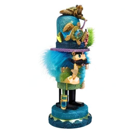 Kurt Adler Hollywood Nutcracker with Sea Turtle Hat, 11-Inch,Blue