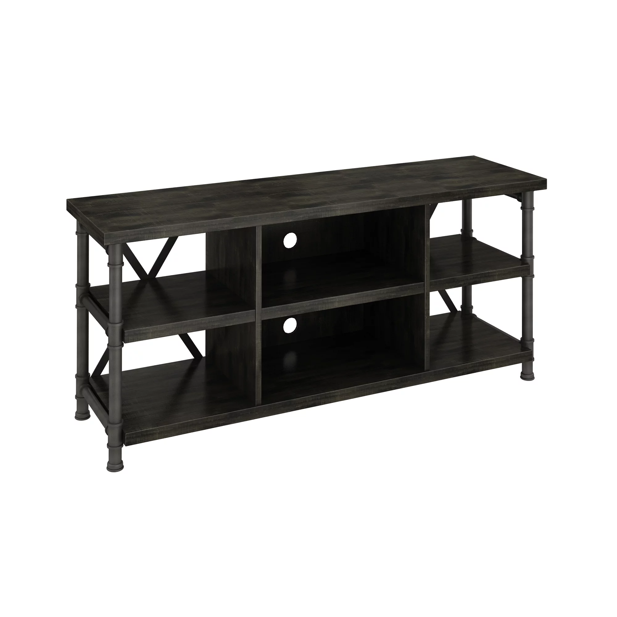 Industrial TV Stand for TVs up to 60 inches with Metal Pipe Frame