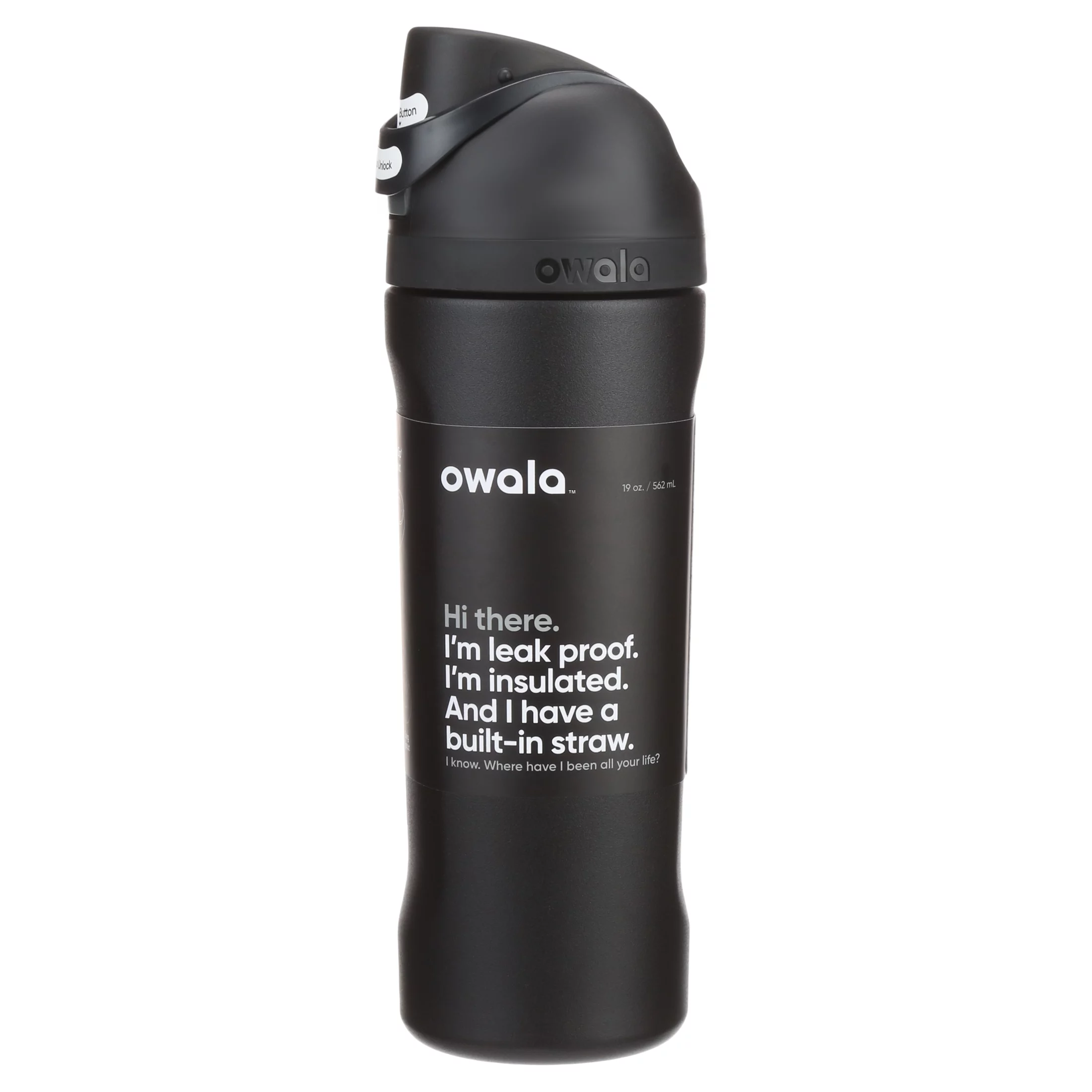 Owala FreeSip Stainless Steel Water Bottle 19oz, Black