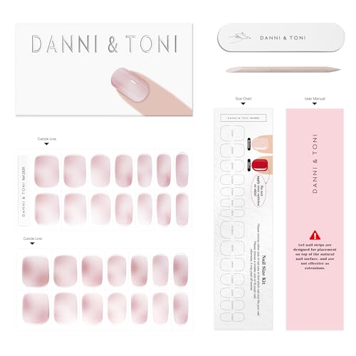 DANNI & TONI Semi Cured Gel Nail Strips Christmas Santa Claus Snowflakes Cat Eye Gel Nail Wraps 28 Stickers | Mistletoe Meow