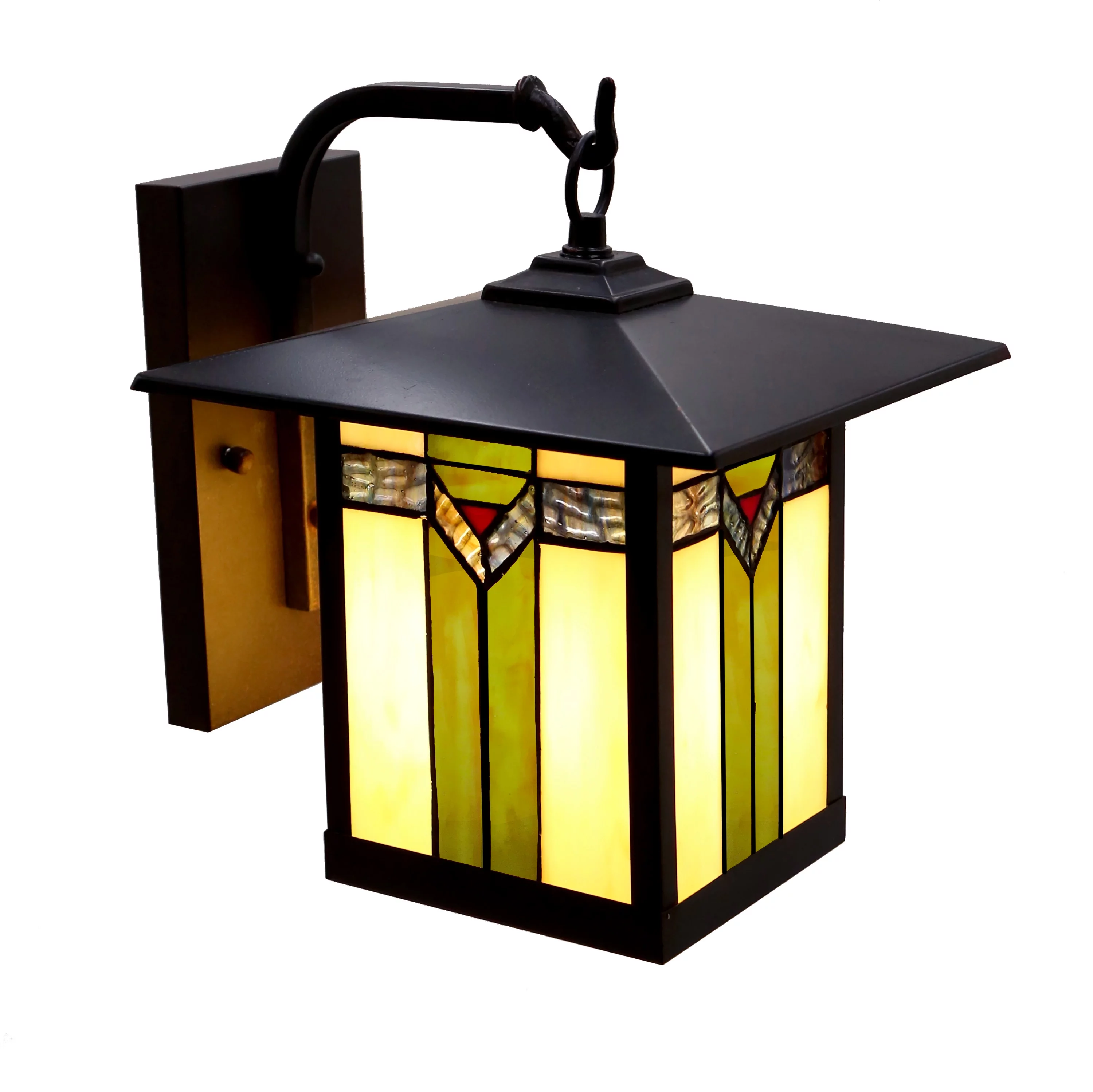 River of Goods Southwest 1-Light Bronzed Outdoor Stained Glass Wall Sconce