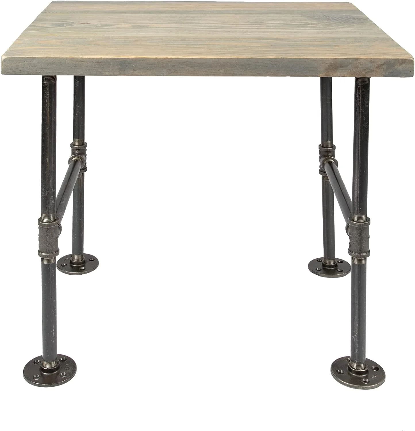 Restore By  Wood End Table By 22 In. X 18 In. X 20.88 In. Reclaimed Ponderosa Pine Wood In Riverstone Grey With Industrial Pipe Legs