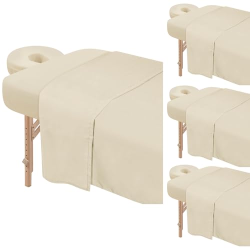 4 Sets Premium Microfiber Massage Table Sheets Set 3 Piece Set Includes Massage Table Cover Fitted Sheet and Fitted Face Rest Cover, White