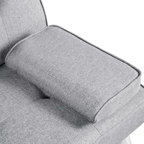 Yaheetech Convertible Sofa Bed Adjustable Fabric Couch Sleeper Modern Recliner Reversible Loveseat Folding Daybed Guest Bed, Removable Armrests, Cup Holders, 3 Angles, 772lb Capacity, Dark Gray