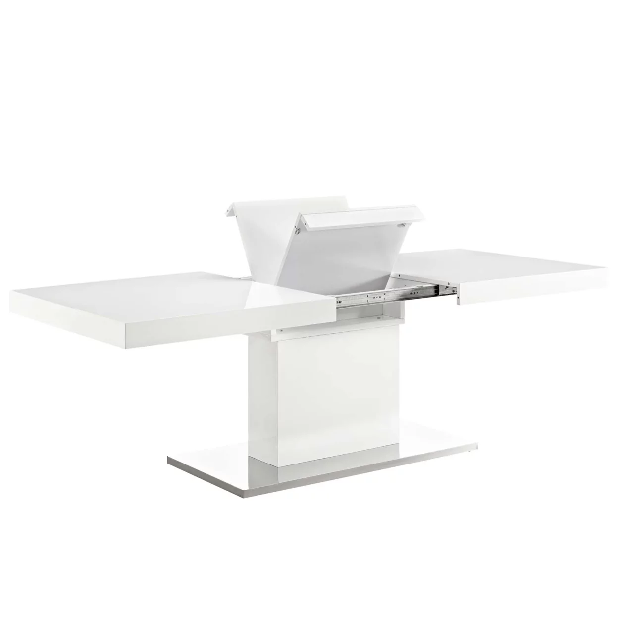 Vector Expandable Dining Table-EEI-2870-WHI-SLV