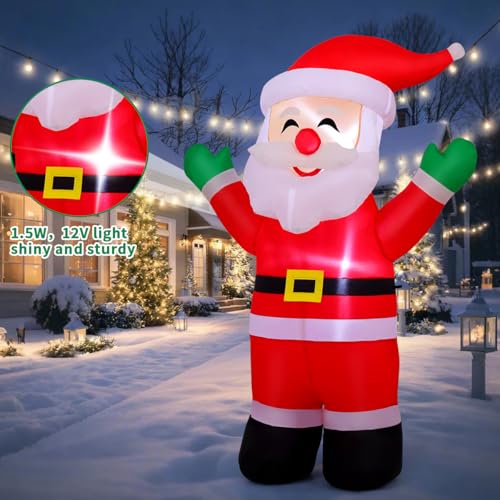 COMIN 5.2 FT Tall Christmas Inflatables Outdoor Decorations Blow Up Waving Santa Claus with Built-in LEDs for Christmas Indoor Outdoor Yard Lawn Garden Decorations