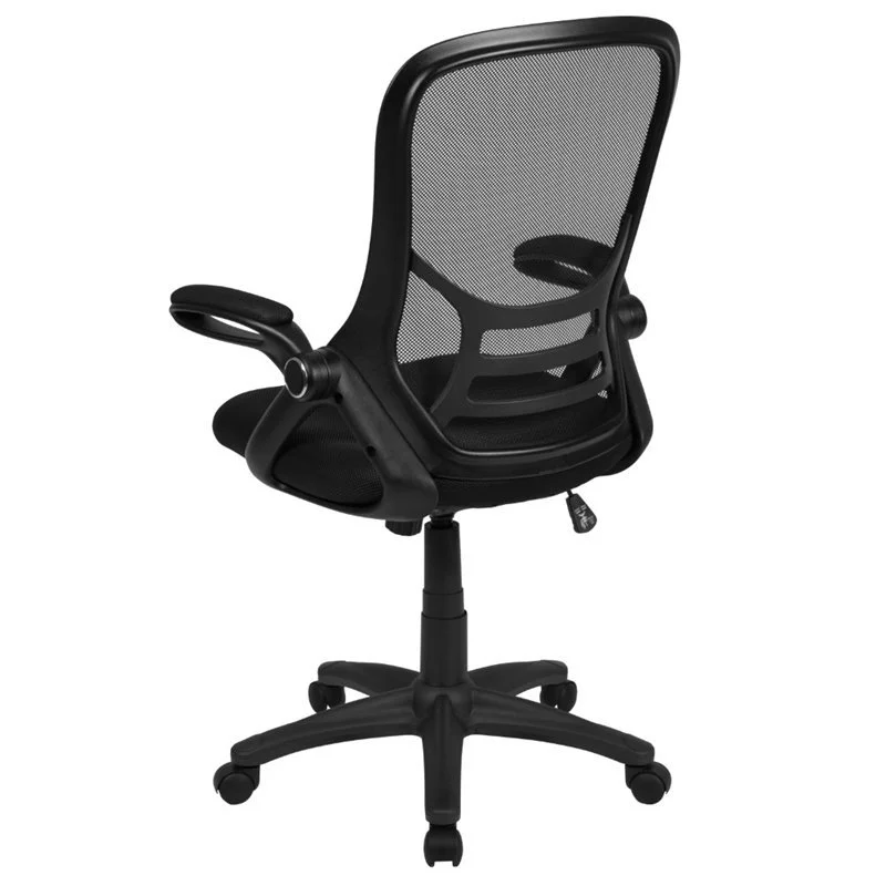 Flash Furniture High Back Black Mesh Ergonomic Swivel Office Chair with Black Frame and Flip-up Arms