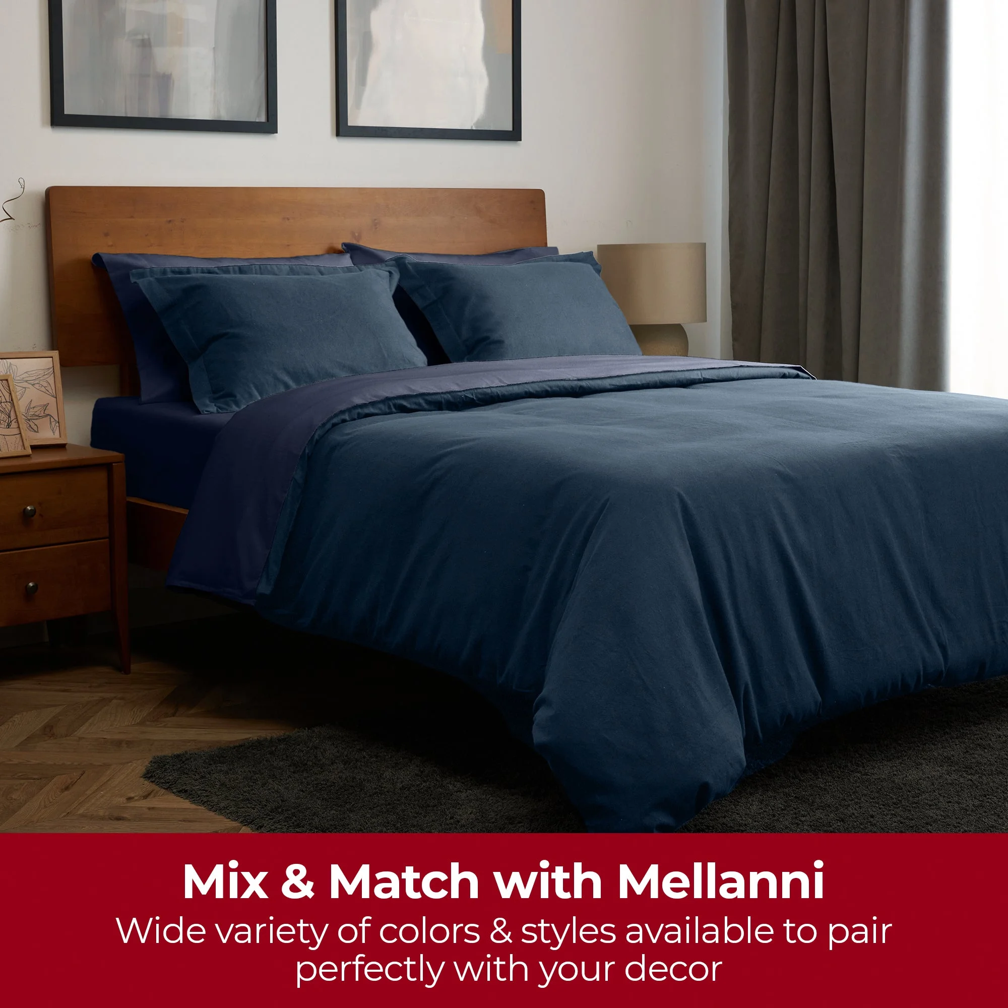 Mellanni 4 Piece Bed Sheet Set 180GSM Heavyweight Cotton Flannel Deep Pocket, Queen, Navy