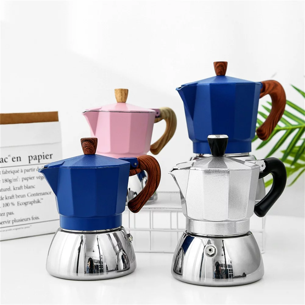 QIFEI Moka Pot, Stainless Steel Moka Stovetop Espresso Maker Coffee Moka Pot Black