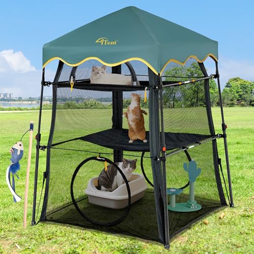 X-Large Catio Outdoor Cat Enclosure and Cat Tower Tent for Indoors and Outdoor,3 Tier Spacious Cat Tent,Portable and Foldable Catio,Two Doors Design can Assemble More Shapes (Patented)