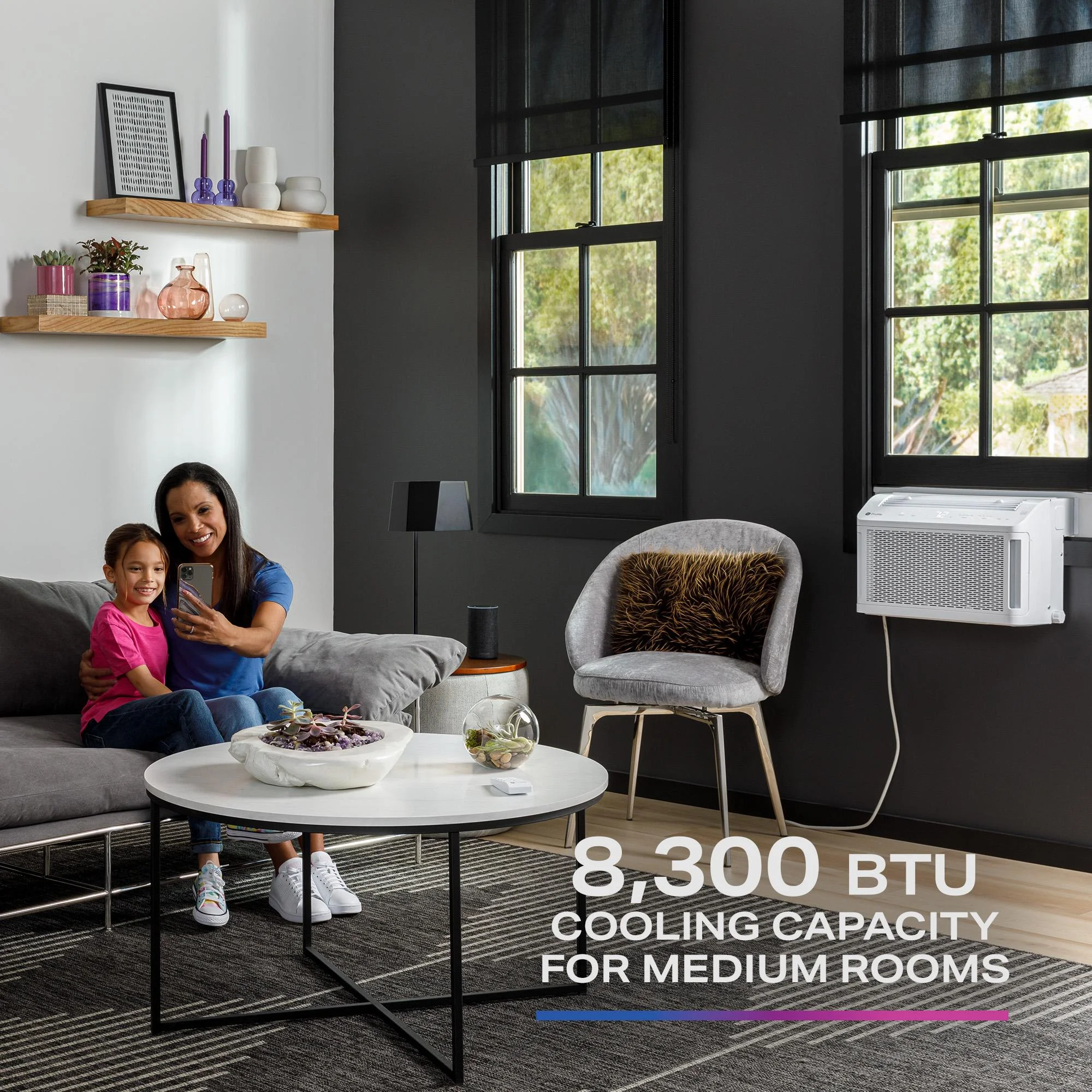 GE 8,000 BTU 110V Smart Window-Mounted Air Conditioner with Wi-Fi