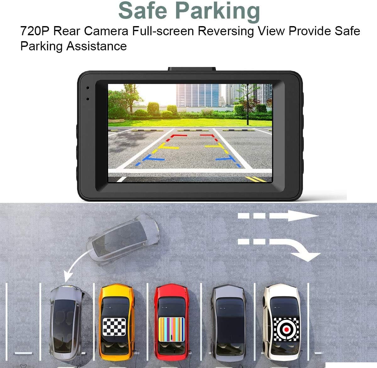 Dash Cam Front and Rear, Dash Camera for Cars 1080P Full HD Dual Dash Cam 3 IPS Screen in Car Camera Front and Rear Night Vision,170°Wide Angle Motion Detection Parking Monitor G-Sensor(with SD Card) Pack of 2