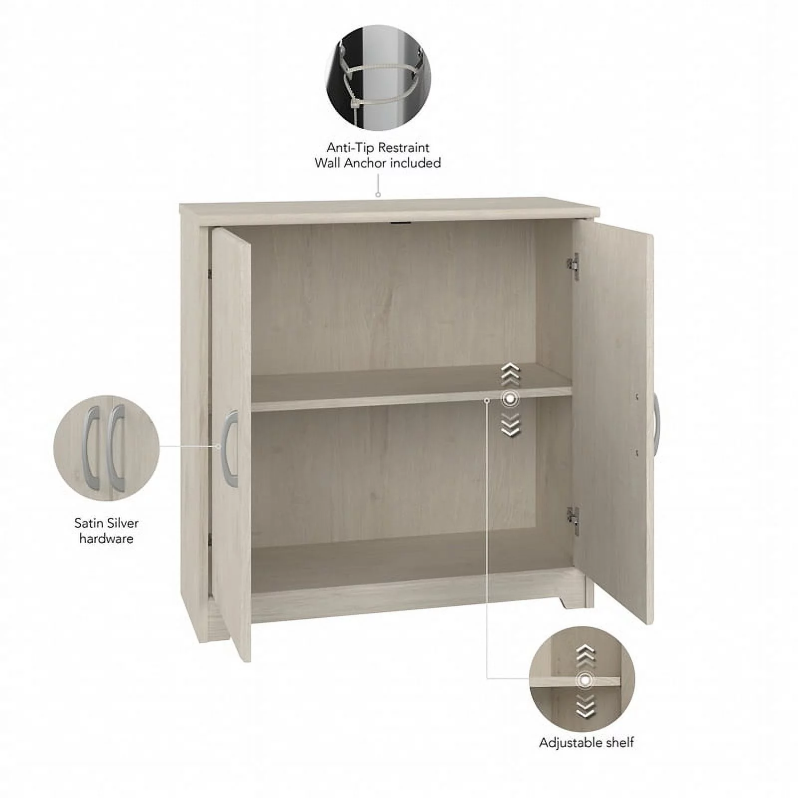 Bowery Hill Small Entryway Cabinet in Linen White Oak - Engineered Wood