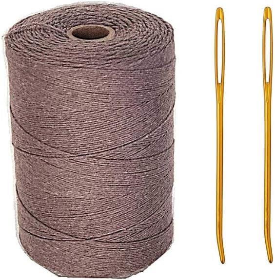 Weaving Thread with Weaving Needles Bundle - Cotton Thread Rug Yarn - Lap Loom warp Thread - Cricket Loom Weaving Shuttle - Hilo para tejer a Crochet - Heather Brown Thread (Yarn and Needles).