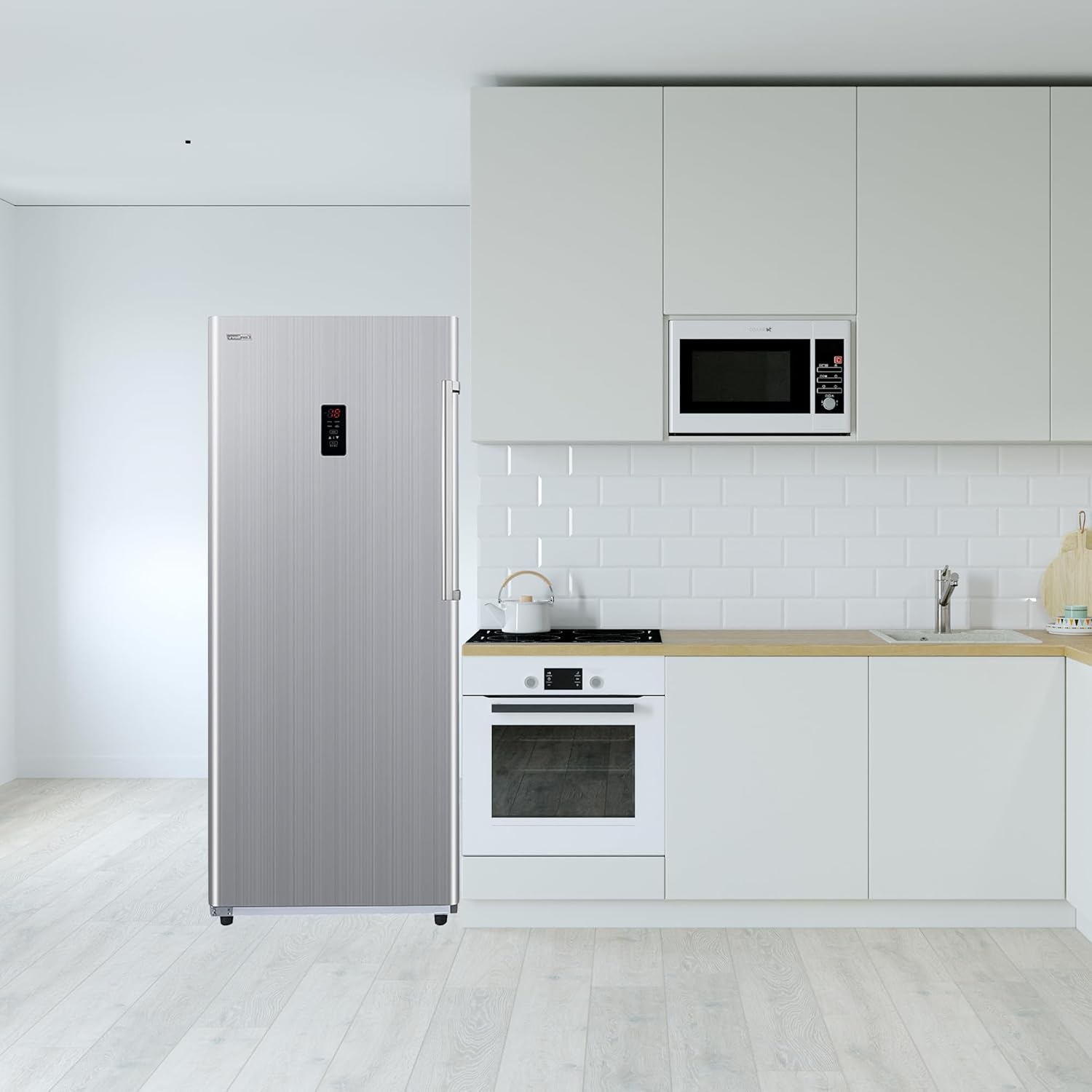 14cf Upright Freezer CONVERTIBLE REF Garage Ready 28in wide 110V (Stainless)