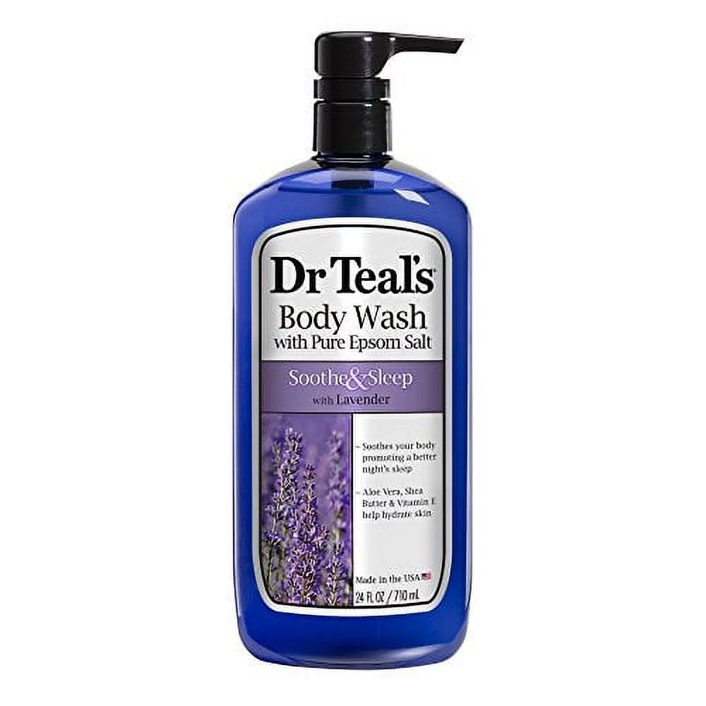 Dr Teal's Pure Epsom Salt Body Wash Soother & Moisturize With Lavender 24 oz (Pack of 4)