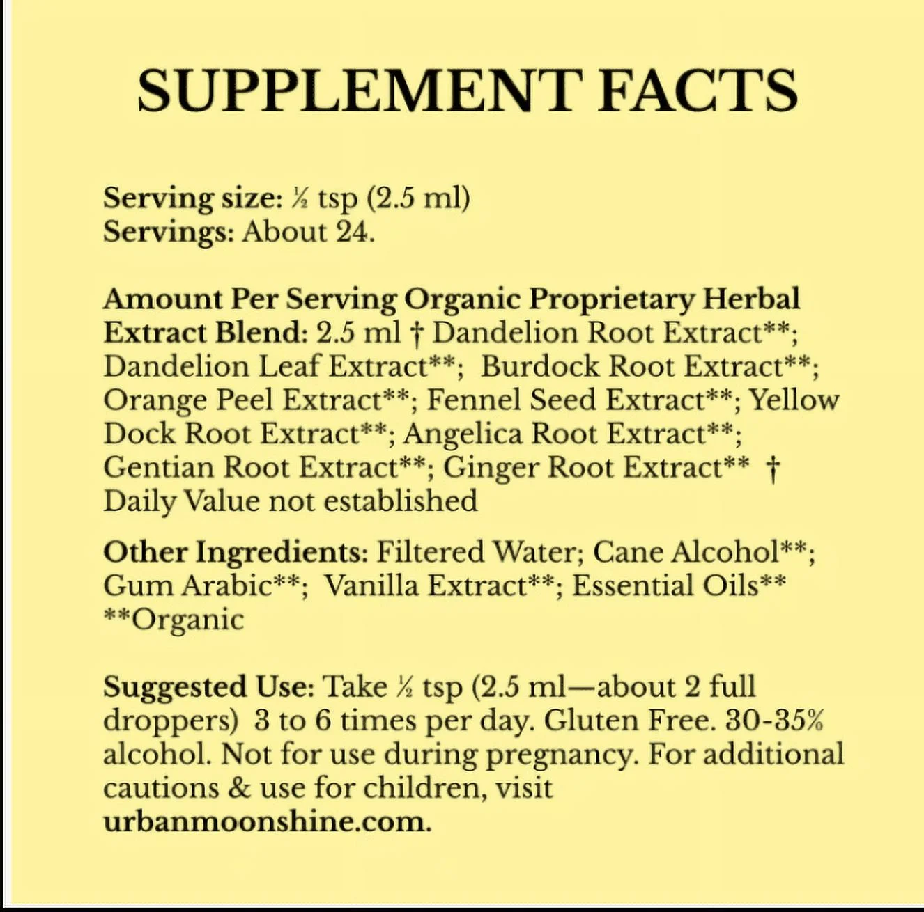 Urban Moonshine Original Digestive Bitters Herbal Supplement, 2 oz