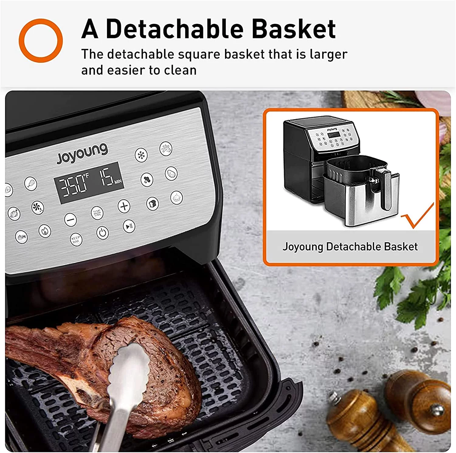 Air Fryer 5.8QT Detachable Double Basket Air Fryers 1700W 13-in-1 Presets Airfryer One Touch LED Touchscreen Air Fryer Toaster Oven with Recipe