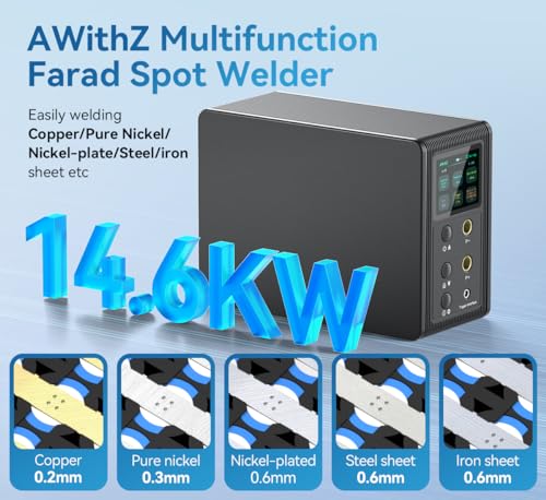 14.6 KW Capacitor Battery Spot Welder, AWithZ Spot Welder, 2-in-1 Automatic & Foot Pedal Two Modes Battery Farad Welding Equipment for 18650/LiFePO4 Lithium Battery Pack Building (P20B)