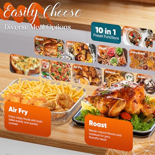 Nuwave Bravo Pro Smart 21QT Toaster Oven Air Fryer Combo, Convection Oven Countertop, 10 functions all in 1, with even & quick crisp technology, 50-450°F, 1800W, Mint Green