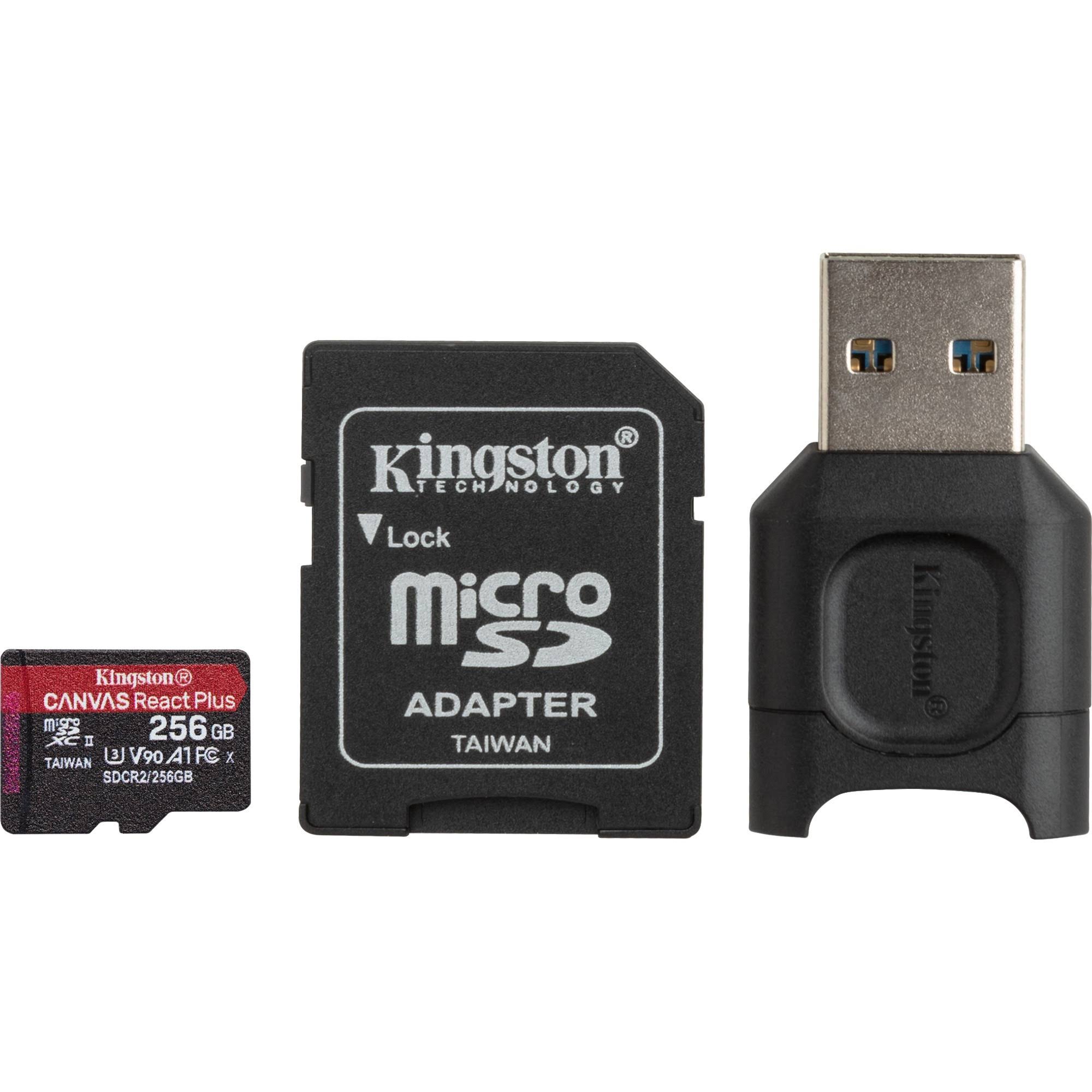 Kingston Canvas React Plus 256 GB Class 10-UHS-II (U3) microSDXC