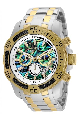 Invicta Men's Pro Diver Scuba Quartz Chronograph Carbon Fiber Bezel Abalone Dial Bracelet Watch, 50mm