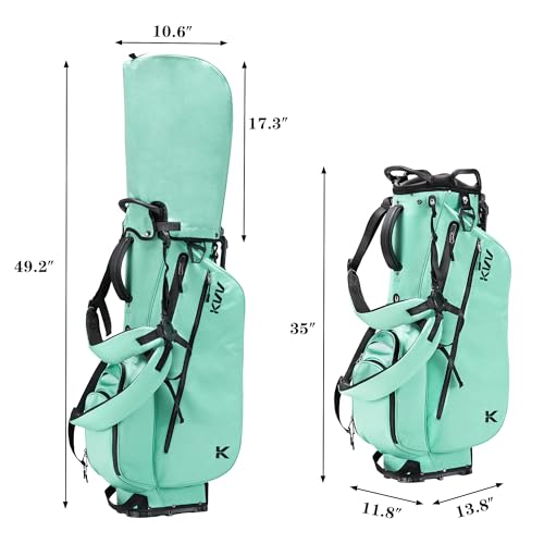 KVV Lightweight Golf Stand Bag with 7 Way Full-Length Dividers, 5 Zippered Pockets, Automatically Adjustable Dual Straps，Elegant Design