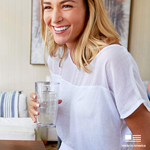 Tervis Yao Cheng Green Crystal Made in USA Double Walled Insulated Tumbler Travel Cup Keeps Drinks Cold & Hot, 16oz, Green Blue Stripe