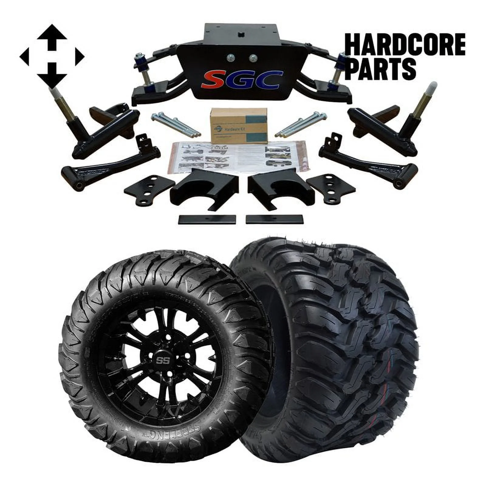 Hardcore Parts 6” Heavy Duty Double A-Arm Suspension Lift Kit for Club Car DS Golf Cart (2004.5-Up) with 12