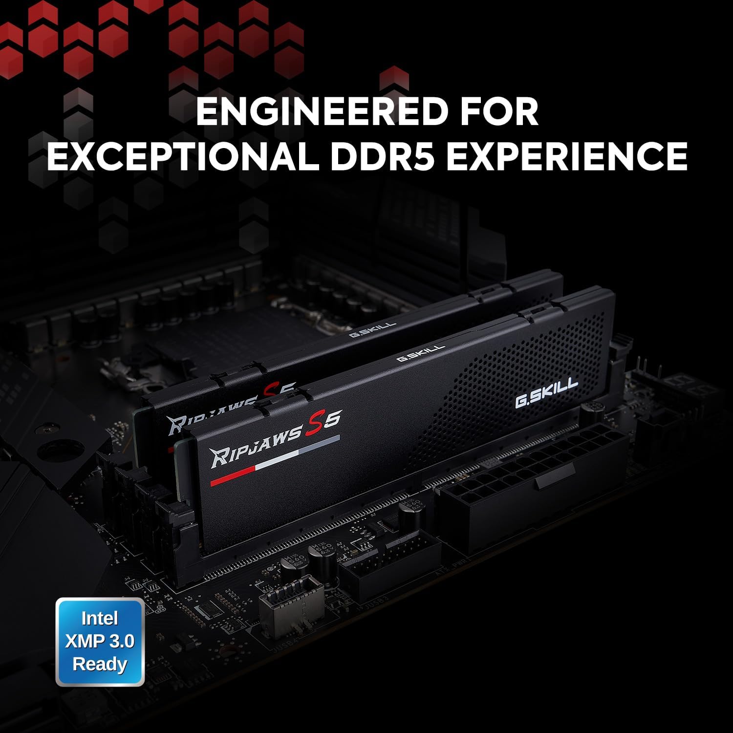 G.SKILL Ripjaws S5 Series (Intel XMP 3.0) DDR5 RAM 32GB (2x16GB) 6600MT/s CL34-40-40-105 1.40V Desktop Computer Memory UDIMM - Matte Black (F5-6600J3440G16GX2-RS5K)