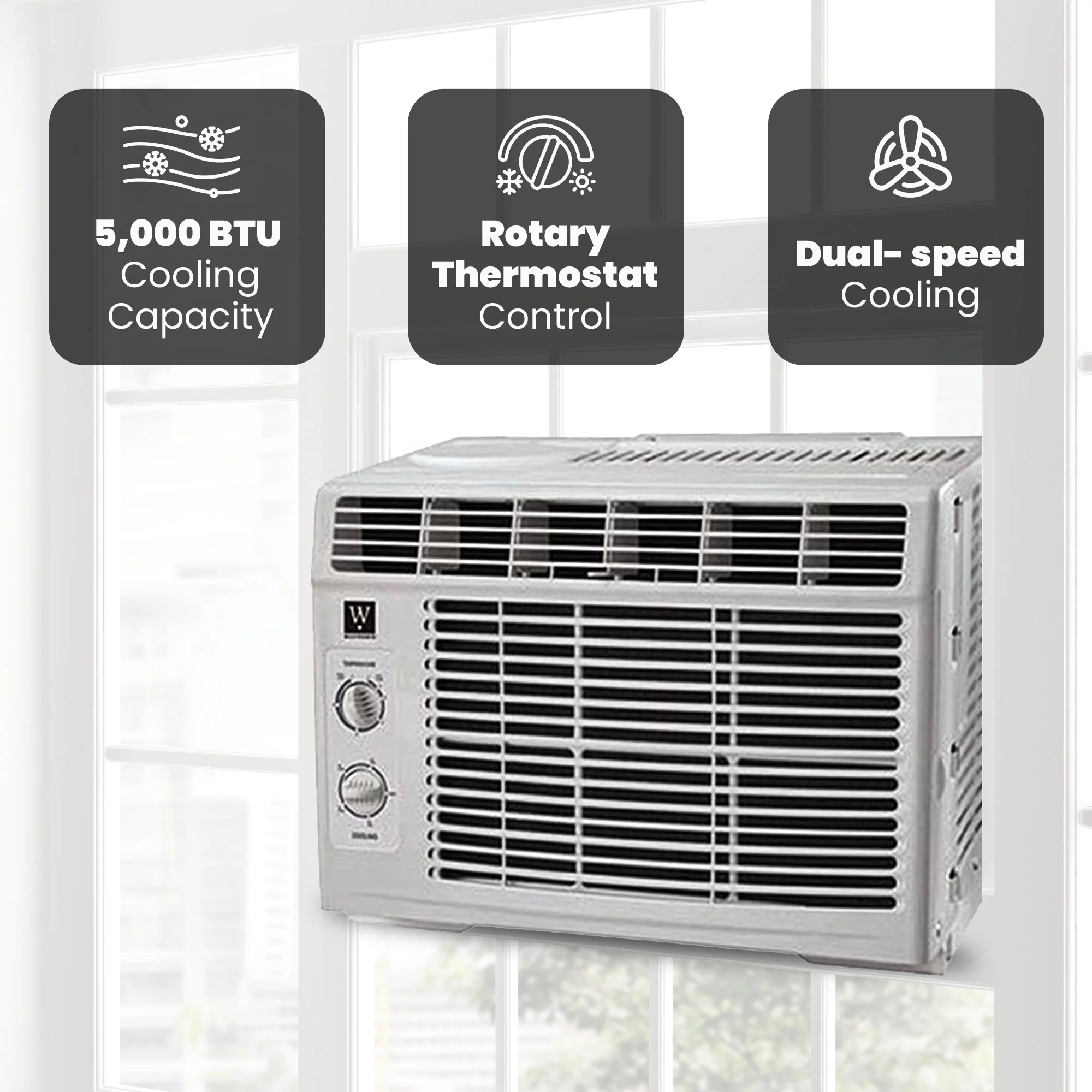 HomePointe 5,000 BTU Mechanical Window Air Conditioner w/ Dial Temp Control