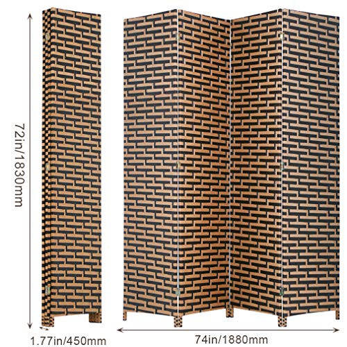 Wood Mesh Woven Design 4 Panel Folding Wooden Screen Room Divider