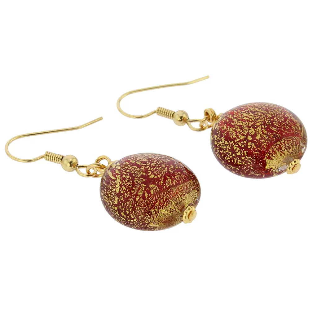 GlassOfVenice Murano Glass Ca D'Oro Earrings - Ruby Red