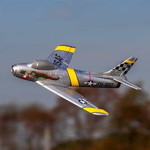 E-flite RC Airplane UMX F-86 Sabre 30mm EDF BNF Basic Transmitter Battery and Charger Not Included EFLU7050