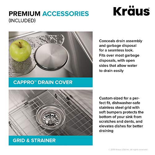 KRAUS Standart PRO 22-inch Drop-In Top Mount 16 Gauge Stainless Steel Single Bowl Laundry Utility Sink, KHT301-22L