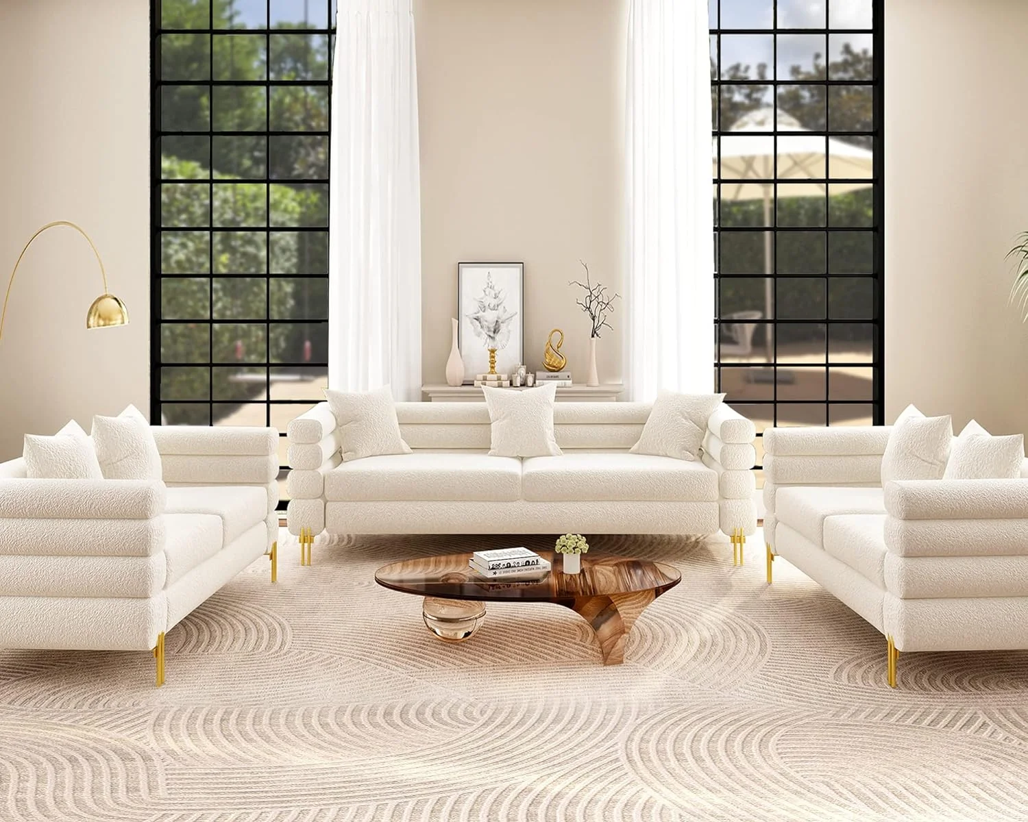 PaPaJet Sofa, Oversize Sofa-Bouclé Sofa Couch, Deep Seat Sofa York Sofa for Living Room-3 Seater Sofa, Cloud Sofa(Beige)