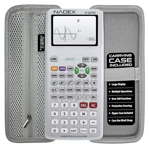 Scientific Calculator with Graphing, Includes Carrying Case, for College and High School Students, Calculus, Algebra, Geometry, Trigonometry, Statistics, Physics, Chemistry, Black