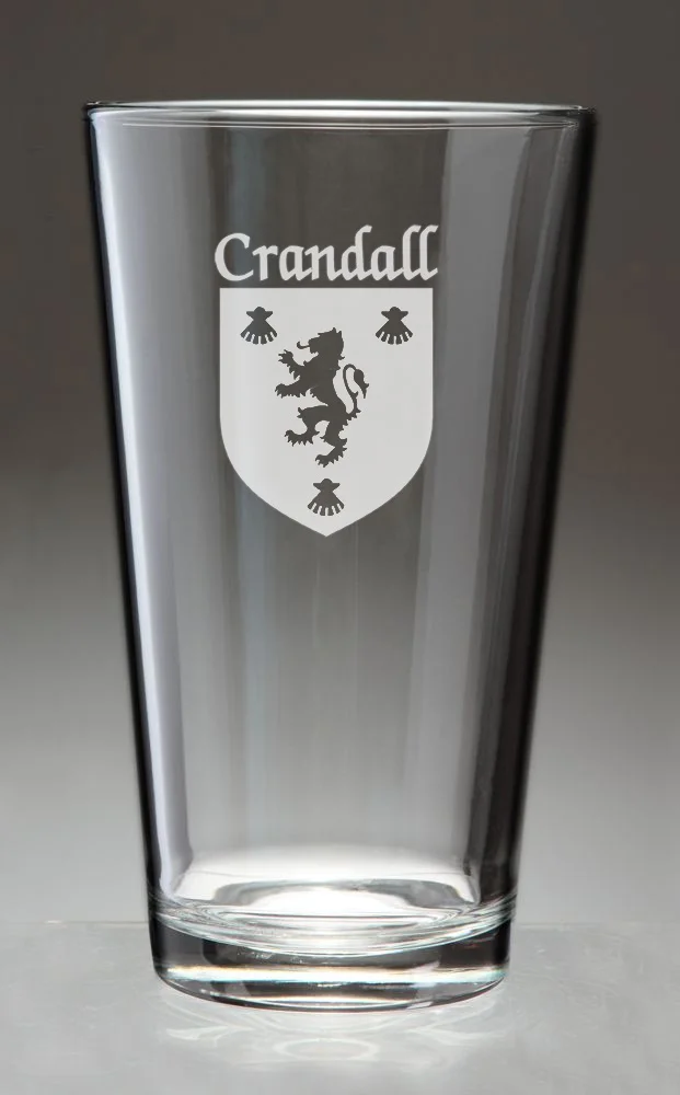 Crandall Irish Coat of Arms Pint Glasses - Set of 4 (Sand Etched)