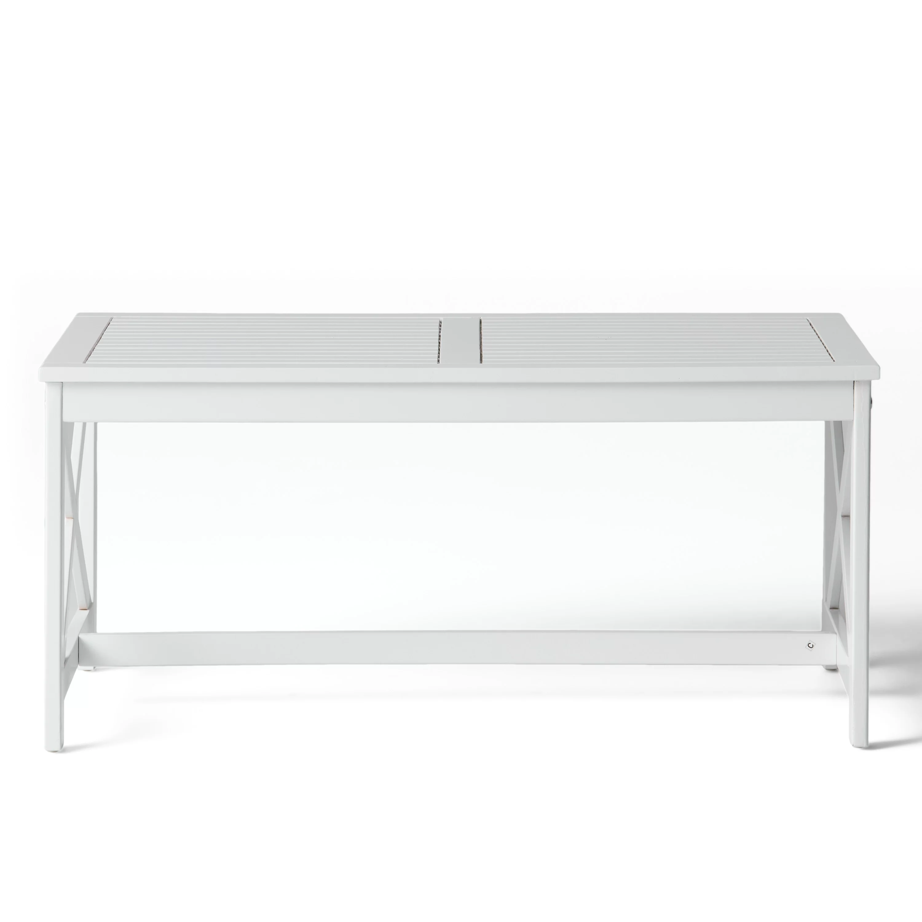 Cristian Outdoor Finished Acacia Wood Coffee Table, White