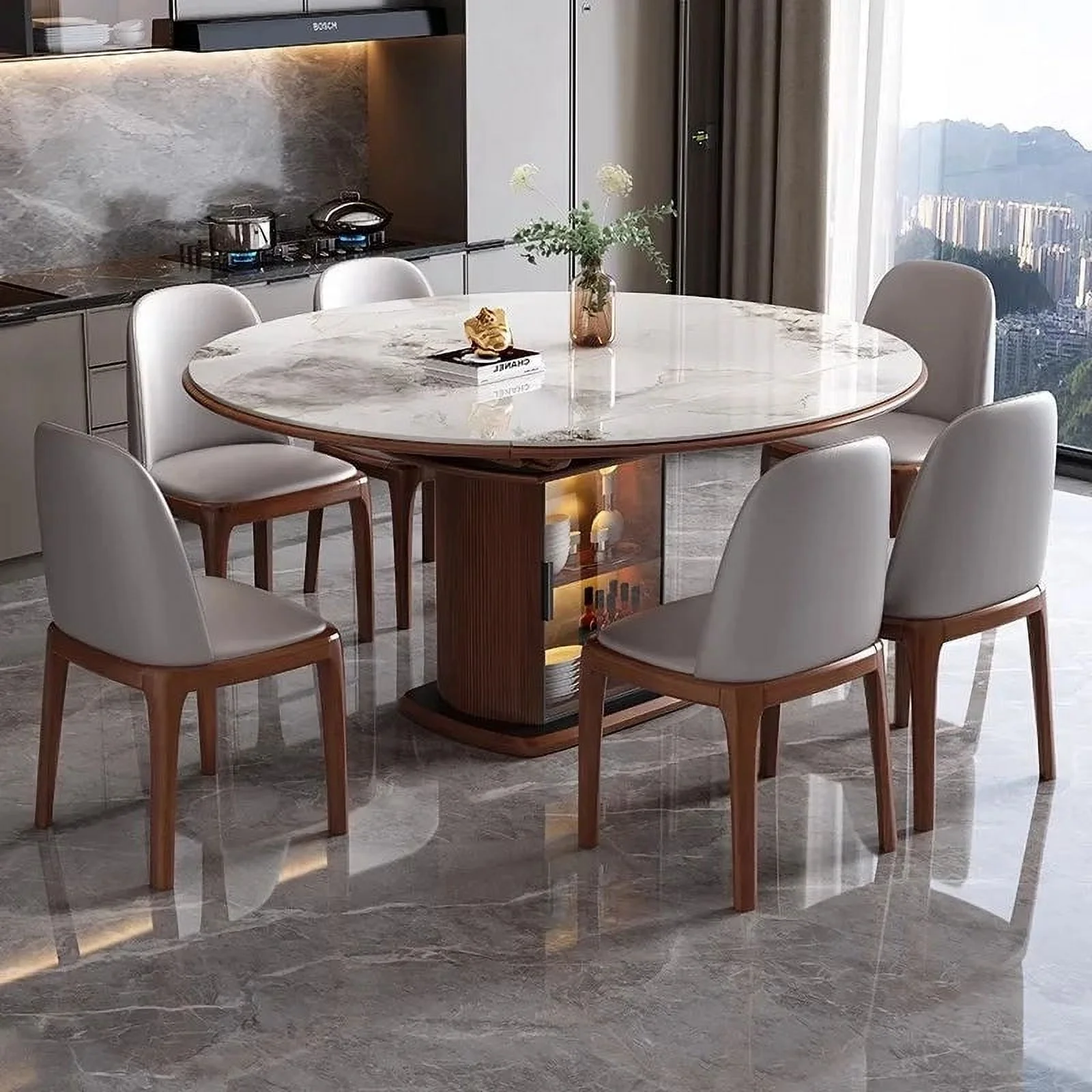 Center Hotel Round Dining Table Luxury Rustic Mobile Folding Kitchen Coffee Dining Table Luxury Table A Manger Furniture HDH