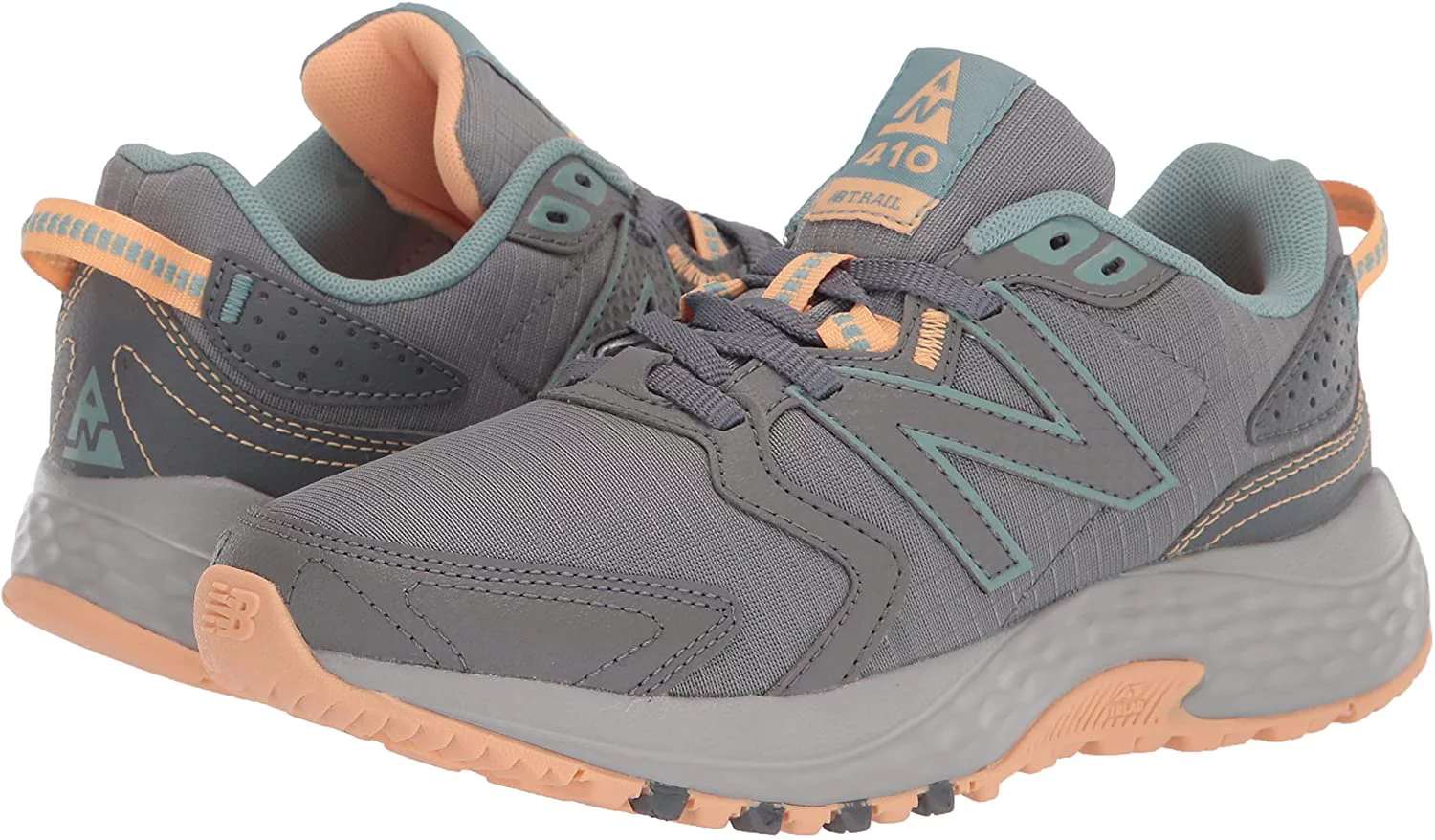 New Balance Womens 410 V7 Trail Running Shoe 10 Steel/Light Mango