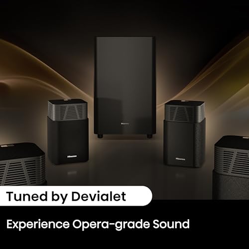 Hisense HT Saturn 4.1.2Ch Sound Bar with Wireless Subwoofer, Dolby Atmos, DTS:X, Bluetooth 5.3, EzPlay, 4K HDMI Pass Through, Roku TV Ready, HDMI/AUX/ARC/Optical/USB, 5 EQ Modes, Hi Concerto