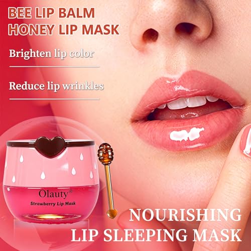 6 PCS Bee Lip Balm Mask Honey Pot, Honey Lip Balm Bulk, Moisturizing Lip Sleep Masks Hydrating Prevention Dry and Crack Lip Scrubs, Propolis Lip Mask Overnight Reduce Lip Lines