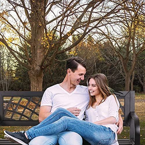LLLstore Outdoor Bench, Metal Garden Bench with Armrests, Sturdy Steel Frame, 480lb Bearing Capacity, 45.5