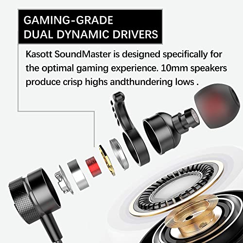 SoundMaster Pro V1 - Gaming Earphones with Dual Audio Drivers,Battle Buds,in-Line Mic with Mute and Volume Control, Compatible with Xbox Series,PS5,PS4,Switch,Pc with 3.5mm