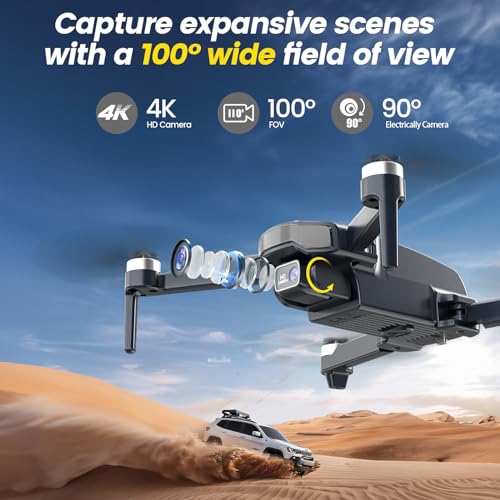 Drones with Camera for Adults 4k, WF31 GPS RC Drone FPV Foldable Quadcopter for Beginner with Brushless Motor, 5G Wi-Fi Transmission, Auto Return, Follow Me, Waypoints, 50 Min Flight Time
