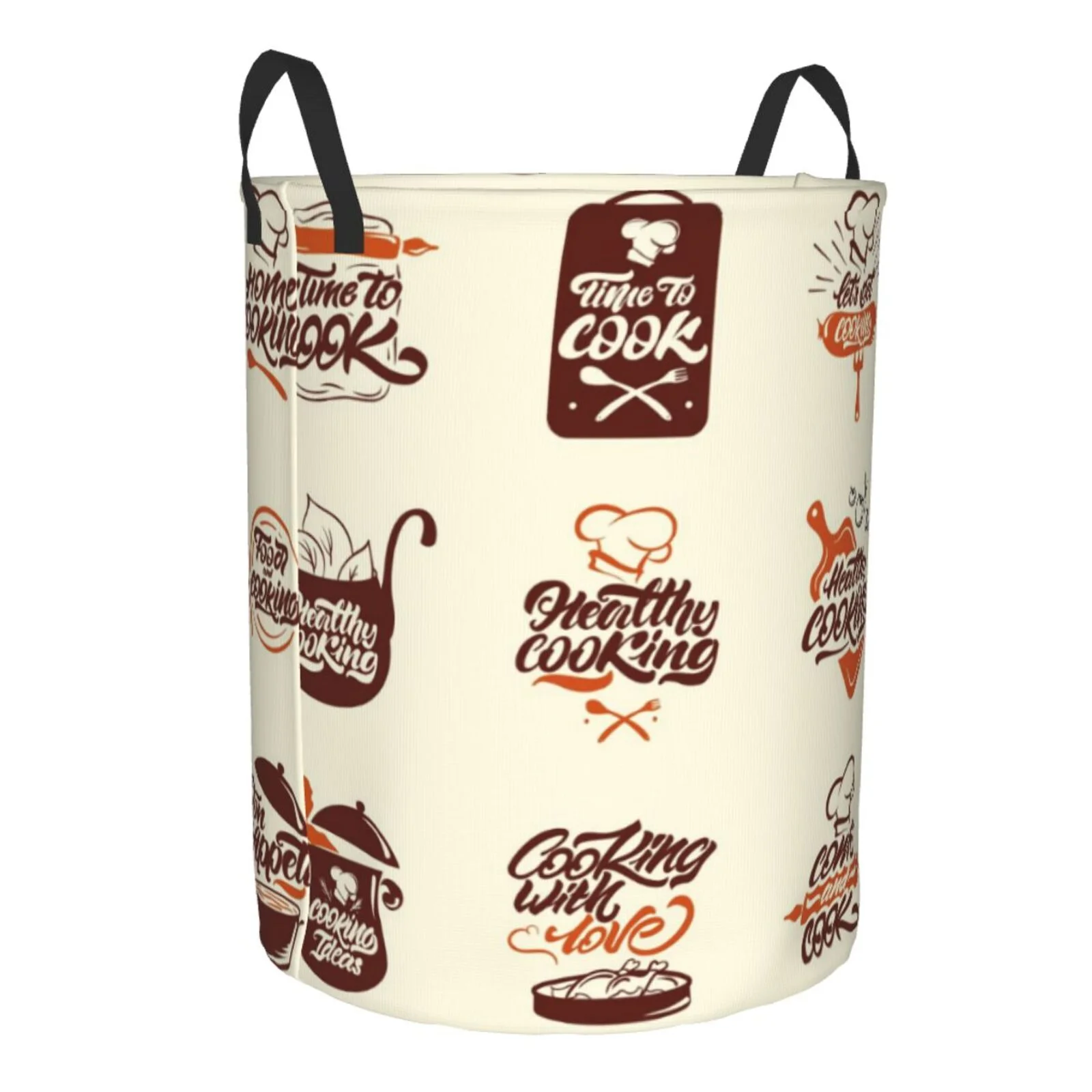 Bingfone Cooking With Love Waterproof Foldable Laundry Hamper Bucket With Handles For Storage Bin,Clothes Hamper (Small)